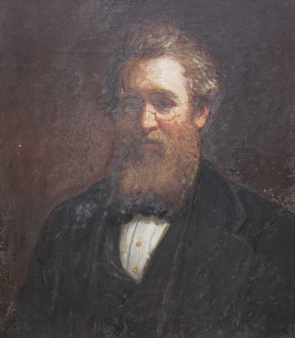 19th century, oil on canvas, Portrait of John Hewetson, stamped to the canvas verso together with a heightened pastel sketch of the same sitter, both unframed, largest 76 x 63cm. Condition - poor to fair